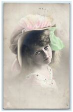 c1910's Pretty Girl Big Hat Studio Portrait Wahpeton ND RPPC Photo Postcard picture