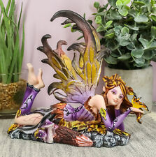 Purple Fairy with Gold Butterfly Collectible Figurine Decor 6.25