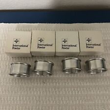 Vintage International Pewter Company Napkin Bands Rings in Box Set of 4 picture