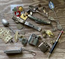 Vintage Antique JUNK DRAWER LOT Knife Lighter Spoons Collectables Trinkets Pin picture