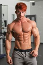 Male Model Print Muscular Handsome Beefcake Shirtless Pumped Chest Hot MM535 picture