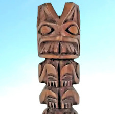 JOHN WILLIAMS TOTEM POLE Carved Bear Eagle Wood NUTKA  Pacific NW Signed 8