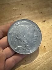 Buffalo Nickel Paperweight Collector HUGE Solid Metal Indian 3” Native American picture
