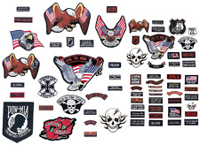 PATCH SET Assorted 20pc Embroidered Badge Motorcycle Biker Vest Jacket USA Flag picture