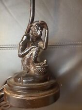 Vintage Monkey Chimp Watching Over Fruit Basket Lamp Bronze Colored Resin  picture