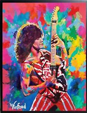 Sale Eddie Van Halen Hand-Textured 36H X 24W Canvas Giclee Framed $795 Now $245 picture