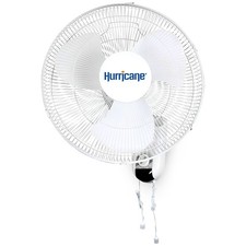 Hurricane Classic 16 Inch 90 Degree Oscillating 3 Speed Wall Mounted Fan, White picture