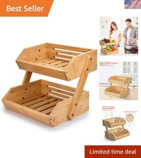 Self-Assembly 2-Tier Bamboo Fruit Stand - Organize Your Kitchen Elegantly picture