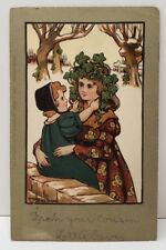Ethel Parkinson Artist Signed Holiday Xmas Girls Wall Ivy Early Postcard C22 picture