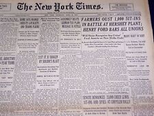1937 APRIL 8 NEW YORK TIMES - HENRY FORD BARS ALL UNIONS - NT 3095 picture