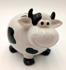Vintage Vtg Cow Bank Chubby Chunky Black  White 1990's picture