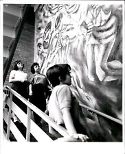 LG45 1959 Original Photo STUDENTS ADMIRE MUSICAL MURAL PAINTING@ WAYNE COLLEGE picture
