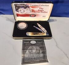 2007 USA CASE & SONS,FOLDING POCKET KNIFE,2 BLADES & ONE DOLLAR SILVER COIN &BOX picture