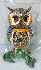 Bejeweled Enameled Animal Trinket Box/Figurine With Rhinestones-Owl Statue Big picture