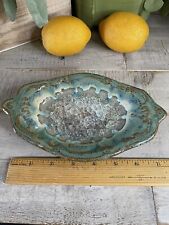 Gorgeous Ceramic Sea Moss Blue Green Glaze Pottery Glass Crackle Trinket Dish picture