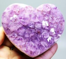 469g Natural Amethyst Geode Quartz Crystal Cluster Carved Heart Mineral Specimen picture