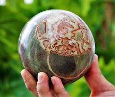 Large 100MM Red Money Agate Crystal Chakra Healing Energy Stone Sphere Globe picture