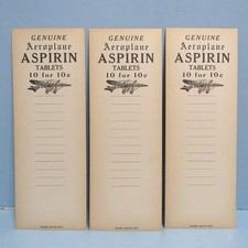 3 Advertising Sign CARD Aeroplane Aspirin Tablets Bleriot Airplane Vintage picture