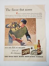 1944 Schlitz Beer Vintage WWII Print Ad Umpire Making The Call At Home Plate picture