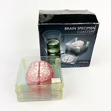 10 Piece Glass Brain Slices Specimen Coaster Set THINKGEEK picture