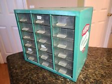 Vintage Eveready Miniature Lamps Metal Storage Bin Cabinet Box 18 Plastic Drawer picture