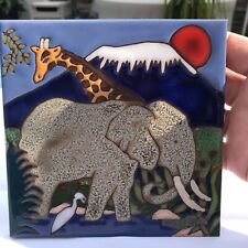 Triton Tile Hand Painted Wall Art or Hot Plate Original made USA-6.25” Colorful picture
