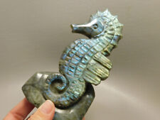 Seahorse Figurine Labradorite Gemstone Animal 5.3 inch Carving #O334 picture