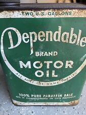 Vintage Dependable Brand Motor Oil Two Gallon Oil Can Unopened picture