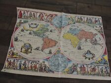 VINTAGE GIFT WRAP WRAP PAPER WORLD MAP Rossler Papier 3393 WEST GERMANY picture