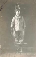 1910s RPPC Cute Kid Stuido Photo Little Indian Chief Studio Real Photo Postcard picture