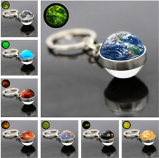 Solar System Planet Galaxy Luminous Keychain Pendant Double Side Glass Ball Gift picture