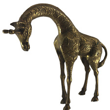 Vintage Poured Brass Giraffe Figurine Statue Curved Neck 8