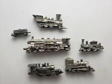3 Piece Vintage Pewter TRAIN  Locomotive + cars picture