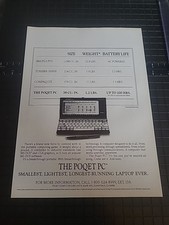 Poqet PC Laptop Computer 1990 Print Ad 8x11 Great To Frame  picture