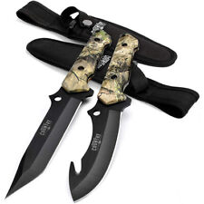 MOSSY OAK Fixed Blade Hunting Knife 2PC Full Tang Straight Edge Gut Hook Blades picture