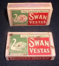 2x SWAN Vestas~Bryant & May Ltd. empty vintage Matchboxes~3