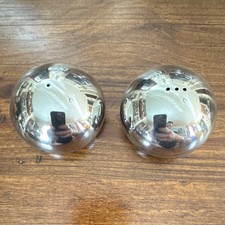Chrome Silver Metal Round Salt & Pepper Shakers Set, 2-Piece modern design picture