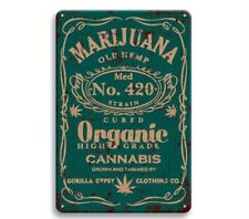 Vintage Weed Metal Sign Marijuana Old Hemp Organic Cannabis Reproduction 8x12 picture