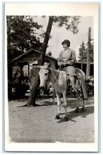 c1930's Manitou Pikes Peak Woman Riding Horse Manitou CO RPPC Photo Postcard picture