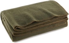 Extra-Large 66" x 90" Olive Drab Wool Blanket - Warmth for Camping & Emergencies picture