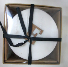 Pottery Barn Marble and Wood Monogram E coasters set 4 white bronze NEW NIB picture