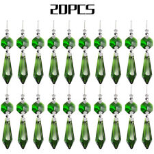 20PCs Chandelier Lamp Clear Crystal Icicle Prisms Bead Hanging Green #SH picture