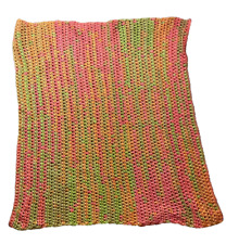 Granny Knit Hand Crochet Afghan Chunky Blanket Throw Rainbow Sherbet Pastels 40