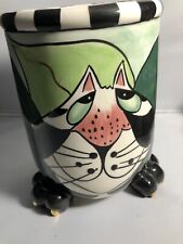Whimsical Footed Cat Vase SWAK By Lynda Corneille Utensil Holder picture