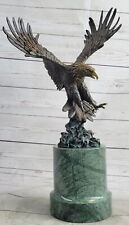 American Bald Eagle Bronze Sculpture Statue Figure on Green Marble Base picture