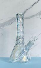 LARGE Iridescent Bong Hookah Water Pipe Classic  Smoking Beaker Base Glass picture