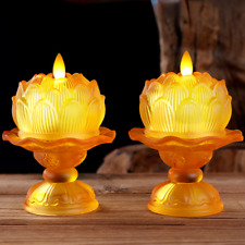 1pairs Buddhism Supplies LED Glass Lotus Lamp Household Temple Buddha Light picture