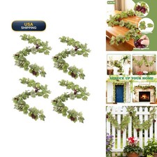 DAMSICO 4PCS Artificial Grape Vines with Fruits 6.56Ft Greenery Leaf Garland picture