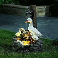 Duck Family Garden Fountain Duck Statue Landscap Decor with Light Solar Power picture