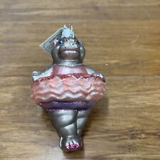 Old World Christmas TWINKLE TOES Glass Ornament Merck Family Animal Hippo Dancer picture